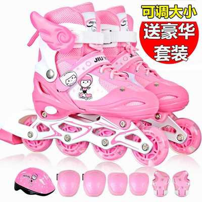 。3小女孩留冰鞋4儿童套装粉色