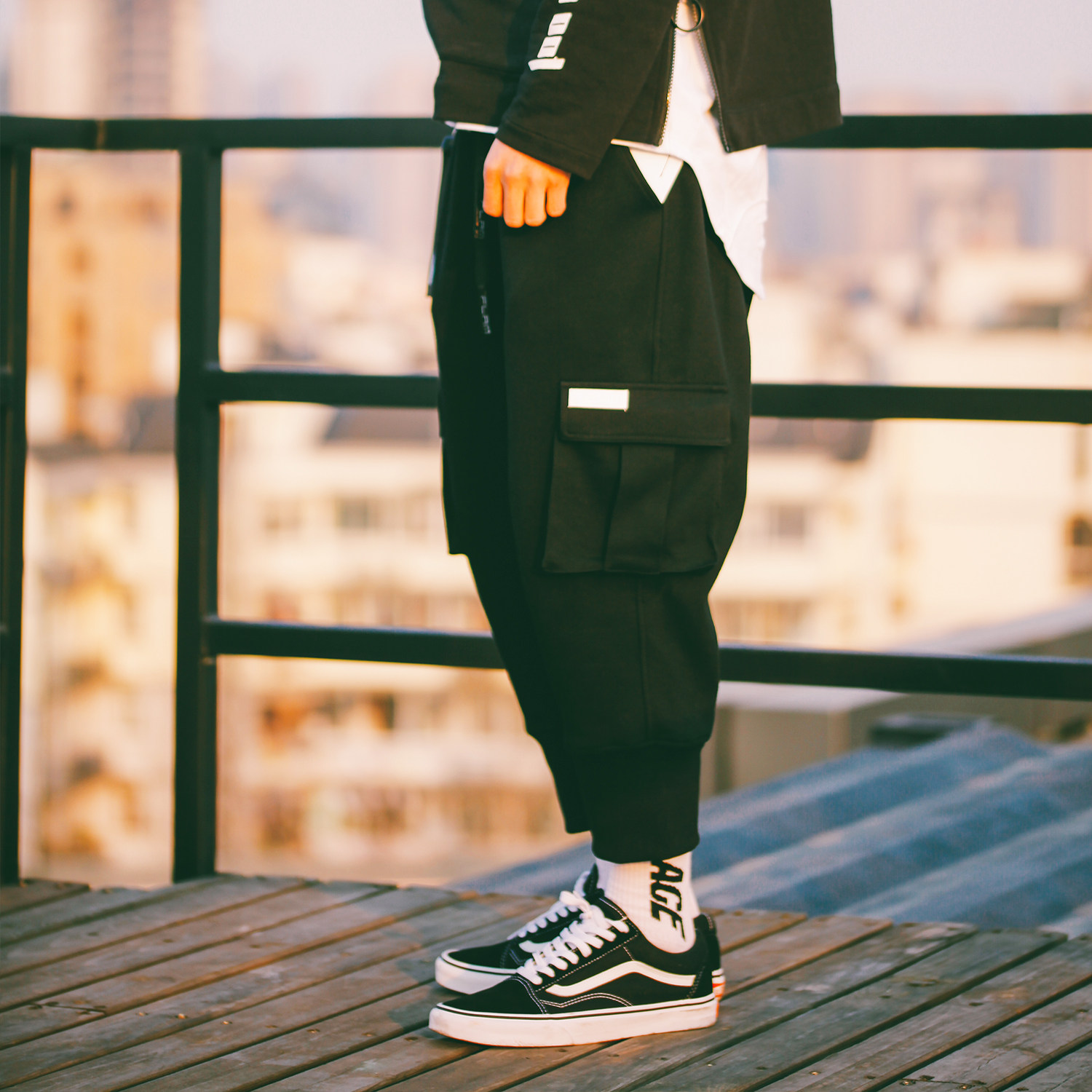 两色现货flam春夏立体休闲长裤