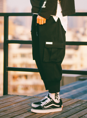 两色现货 FLAM 春夏 立体口袋 运动 九分 休闲长裤 卫裤