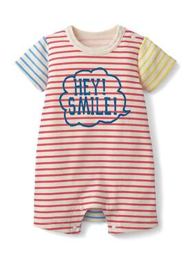 男女宝宝条纹字母纯棉短袖哈衣婴儿连体衣爬服春夏