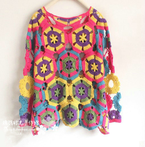 苍井优同款花形手钩镂空罩衫上衣