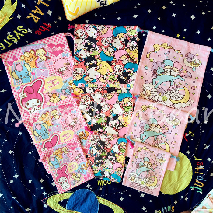 日单正版嗲货san*o合集melody双子星束口袋抽绳包