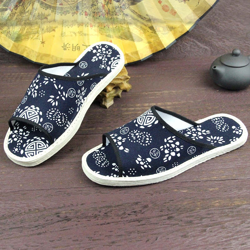 包邮老北京拖鞋千层底布拖鞋女夏季露趾休闲凉拖鞋中老年家居拖鞋