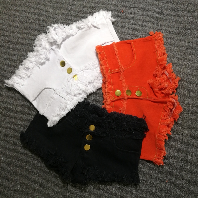 超短裤夜店性感低腰毛边猫须显瘦弹力牛仔短裤纽扣剪破修身小热裤