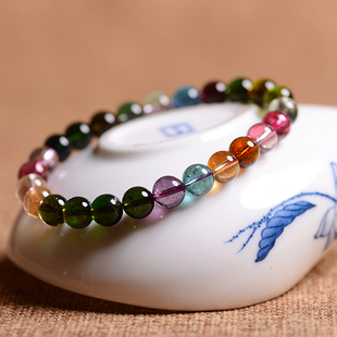 千凡 巴西玻璃体糖果彩色天然碧玺手链高端女士手串 女款时尚饰品