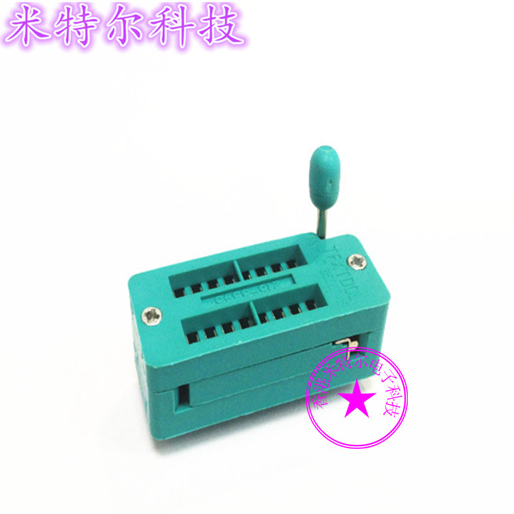 锁紧测试座 16P 间距 2.54MM 蓝色 IC-座 集成块插座 芯片 底座图片