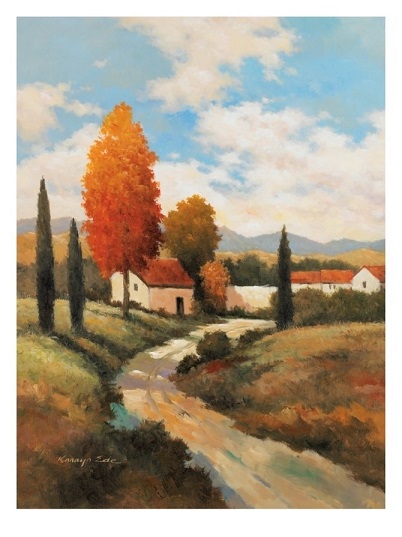 欧式乡村风景画欣美油画玄关竖幅装饰画手绘田园单幅