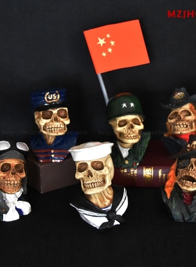 万圣节骷髅头树脂摆件朋克