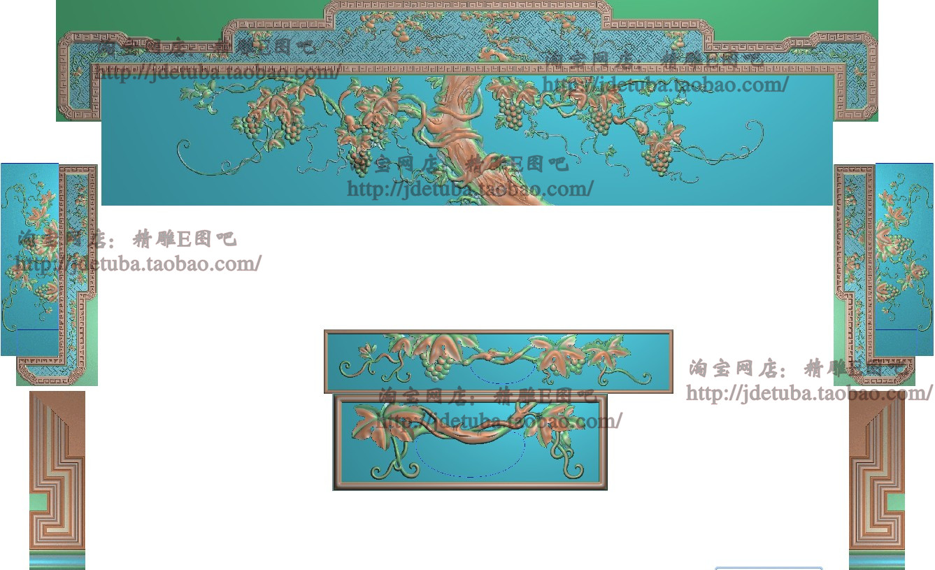 高清设计素材精雕图jdp灰度图浮雕图新葡萄宝座沙发提子多子多福图片