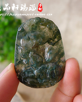 纯天然水草玛瑙雕刻挂件吊坠新品