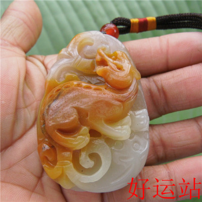 促销黄龙玉麒麟手把件