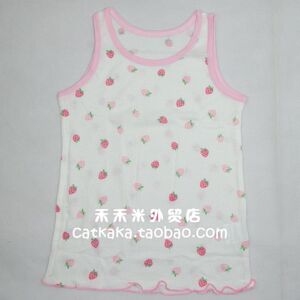 特日系夏季女童超薄纯棉网眼透气跨栏背心 婴儿无袖T恤100 110