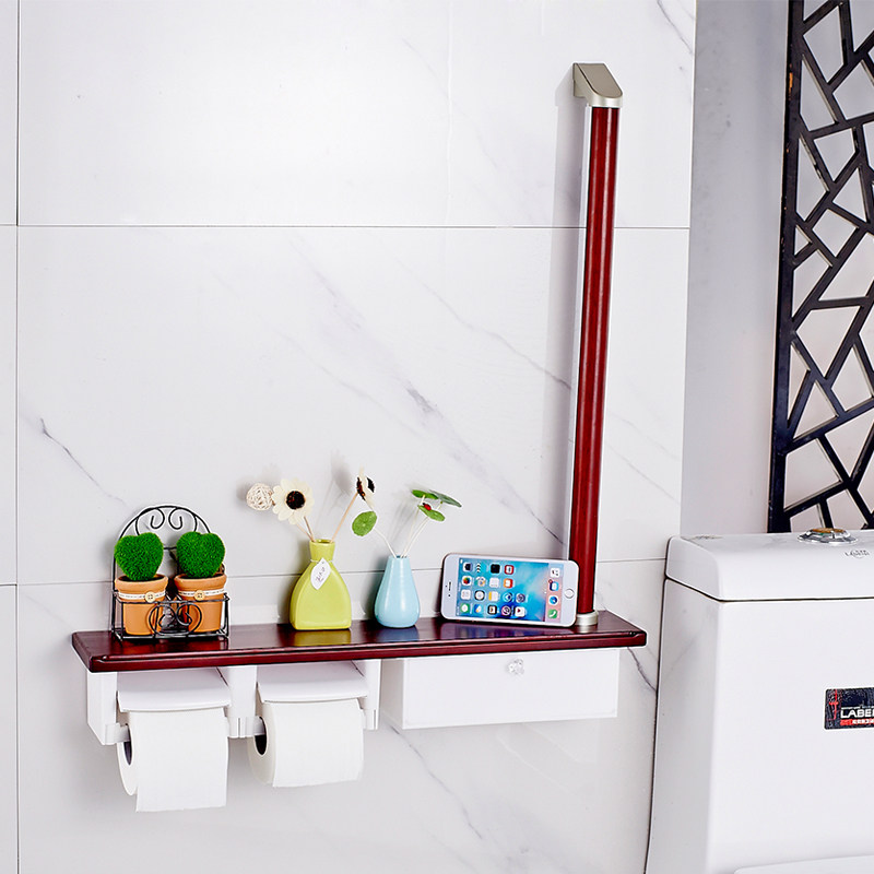 手柄式两档卷纸器 商用浴室纸巾架 厕所卷纸架 含扶手