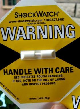 美国进口shockwatch黄色防震撞标签防震动标签防震贴标签物流标签