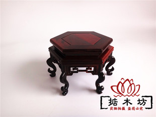 红酸枝六角形方台定制实木雕刻佛像花瓶奇石茶壶工艺品摆件特价