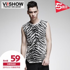 Tiger stripes pattern viishow2015 summer dress new vest men's vest, t-shirts, sleeveless t-shirt man