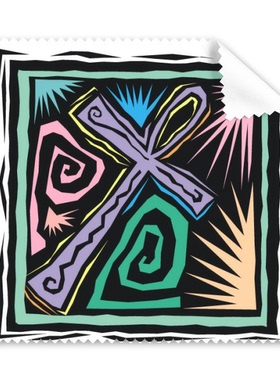 紫色十字架墨西哥文化版画眼镜布屏幕清洁布礼物手机屏幕擦礼物