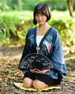 日本和风日式和服凤凰印花和服无扣蝙蝠袖开衫宽松女士外套