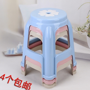 塑料凳加厚成人家用高凳客厅浴室防滑圆凳现代简约熟胶板凳餐桌凳
