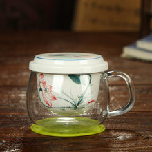 个人陶瓷玻璃耐热过滤带盖茶水分离杯子茶具绿茶普洱泡红茶马克杯