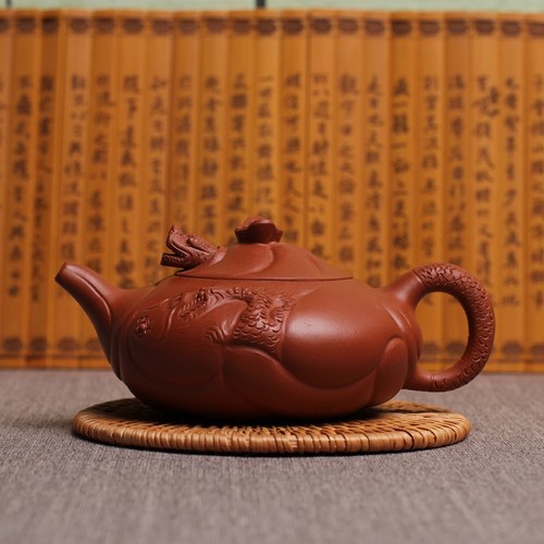 纯全手工朱泥鱼化龙宜兴紫砂壶