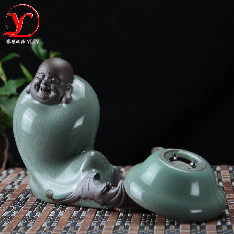 陶瓷弥勒佛笑佛摆件茶宠茶滤茶漏茶宠摆件