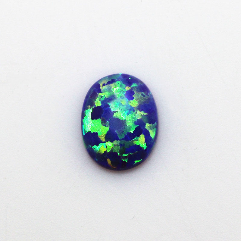 平底蛋形椭圆蓝紫欧泊宝石女紫罗兰色合成澳宝戒面戒指吊坠代镶嵌