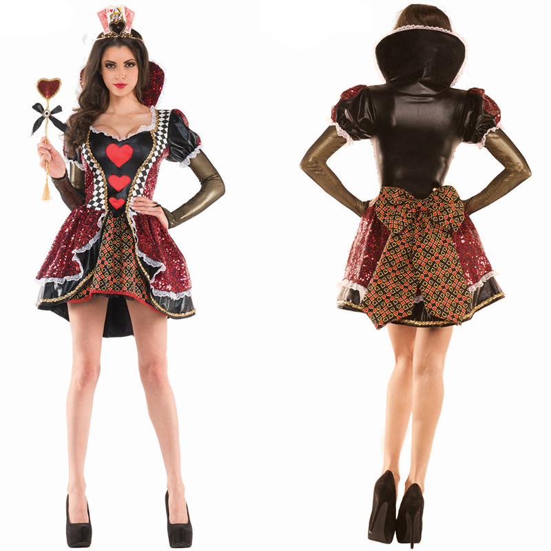 夜店装扑克牌桃心女王酒吧派对演出万圣节服装圣诞节服装角色扮演