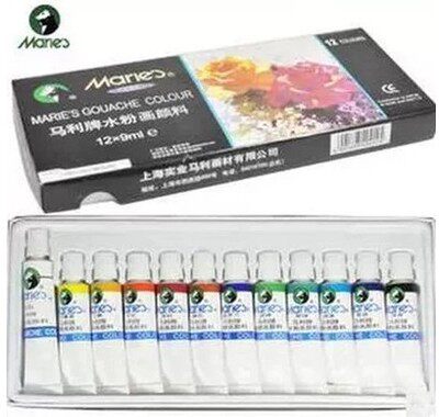 包邮正品马利牌水粉颜料12色18色24色36色盒装美术用品