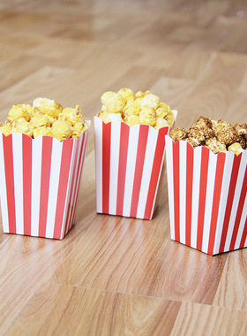 Stripe Paper Popcorn Boxes Bags爆米花盒食品包装纸盒子红条纹