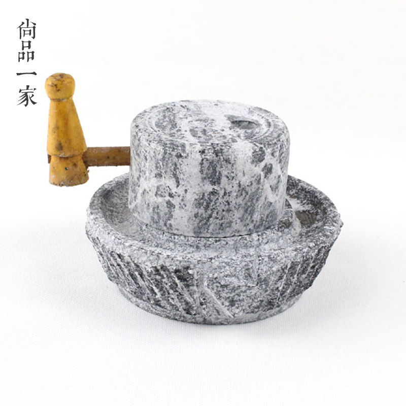 家用小石磨民间旧石器工艺品摆件石雕花岗岩磨盘怀旧老青石推荐