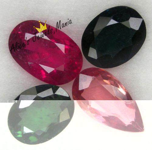 de碧玺巴西玻璃体多色镶嵌戒面裸石4颗一组闪耀切面散珠组合现货