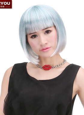 Wigs2you舞会PARTY短假发 齐刘海bobo头灰色 动漫cos夜会短直发套