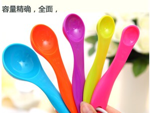烘焙工具 彩色5件套塑料量勺 自带刻度非印刷 调味匙 加厚款