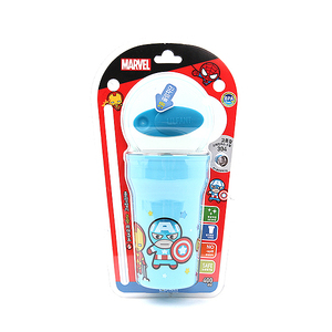 韩国进口 漫威英雄 蜘蛛侠钢铁侠美国队长不锈钢水杯吸管杯防烫杯