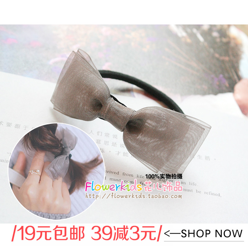 VIVI雜志推薦 網紅同款 水晶紗蝴蝶結發圈發繩皮筋馬尾發扎頭發飾