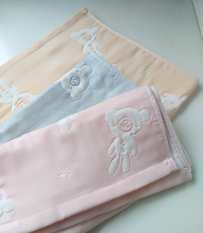 可爱小熊儿童洗脸毛巾全棉吸水柔软擦汗巾男女三色有挂绳