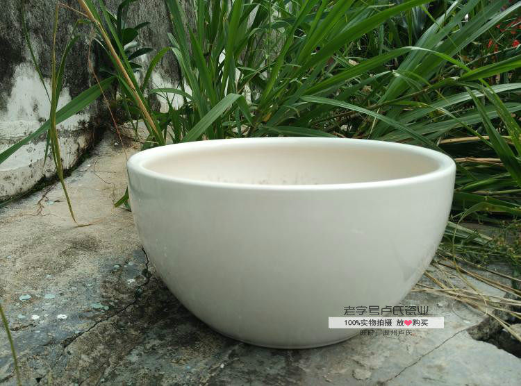 欧式超大圆形白色简约促销陶瓷花盆睡莲盆碗莲铜钱草无孔水培多肉