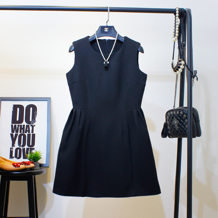 秋冬新款无袖有大码包邮小黑裙