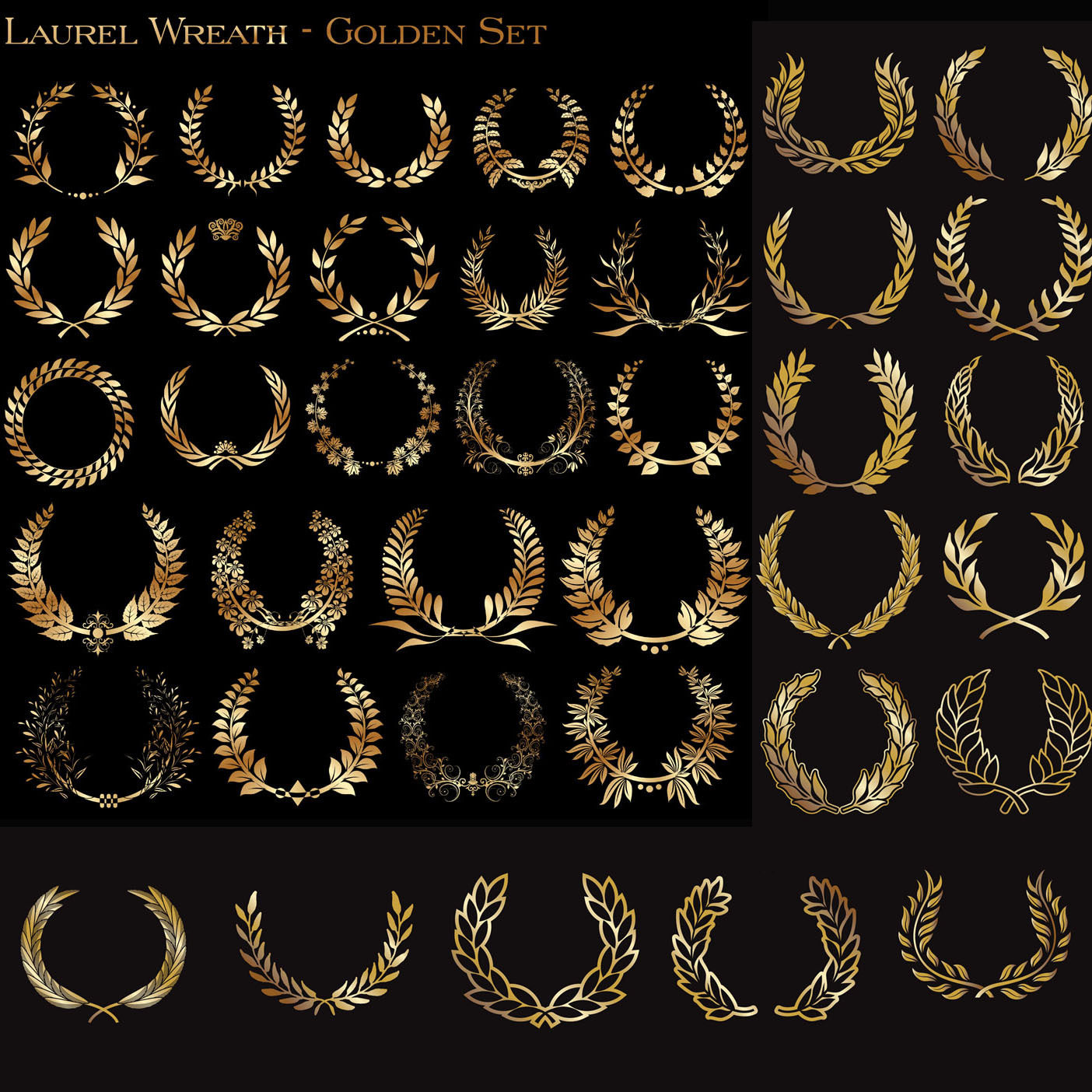 38款橄榄枝金桂树叶麦穗花圈徽章花边标志logo水印矢量素材a878