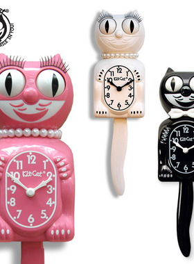 美国制造 Kit-Cat Clock 经典猫钟 绅士猫/贵妇猫 摆尾挂钟.