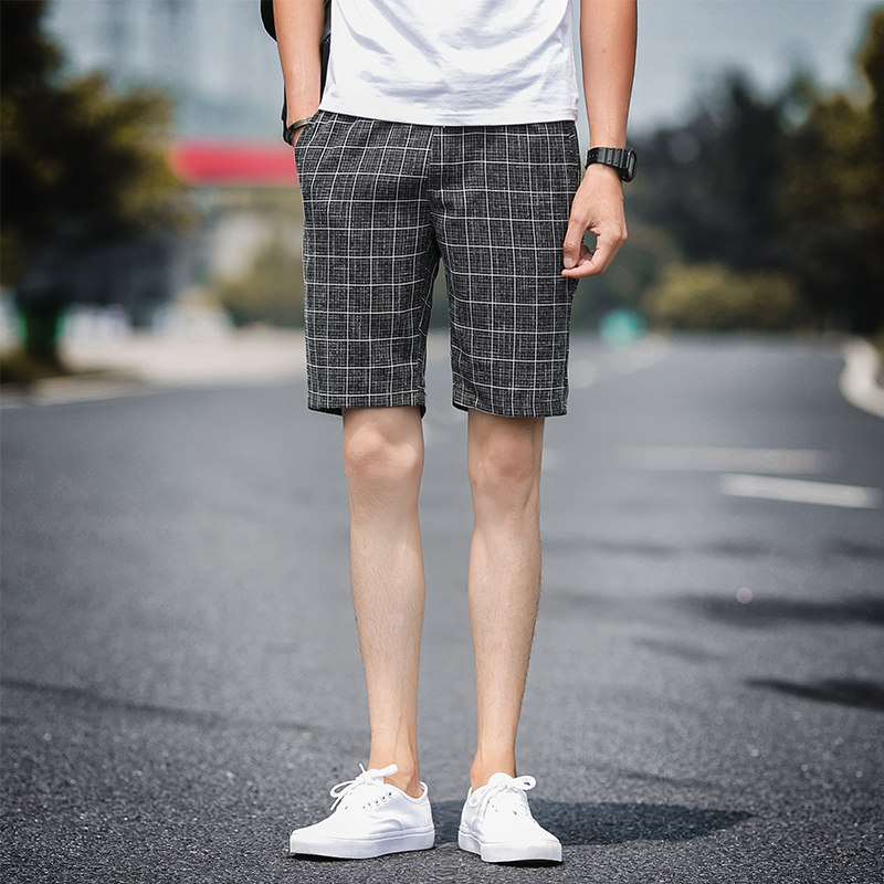A003-K171-P20新款男装格子休闲短裤街拍涤99%,男装休闲裤,电商A003