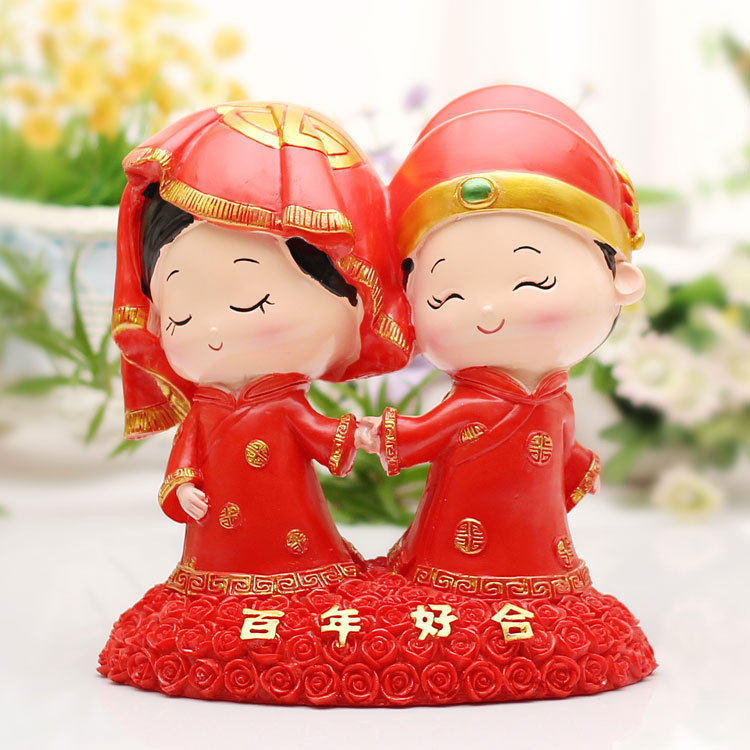 热卖 百年好合新郎新娘结婚摆件婚房装饰品送闺蜜朋友新婚礼物
