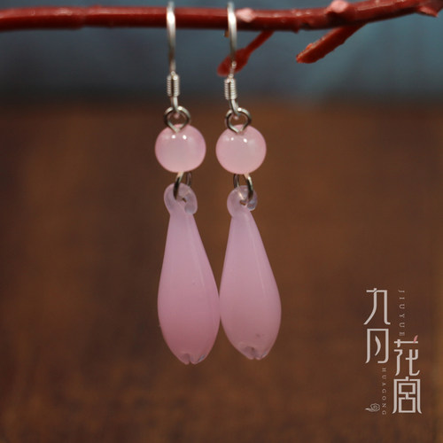 古风长款粉色木兰花朵古装防过敏