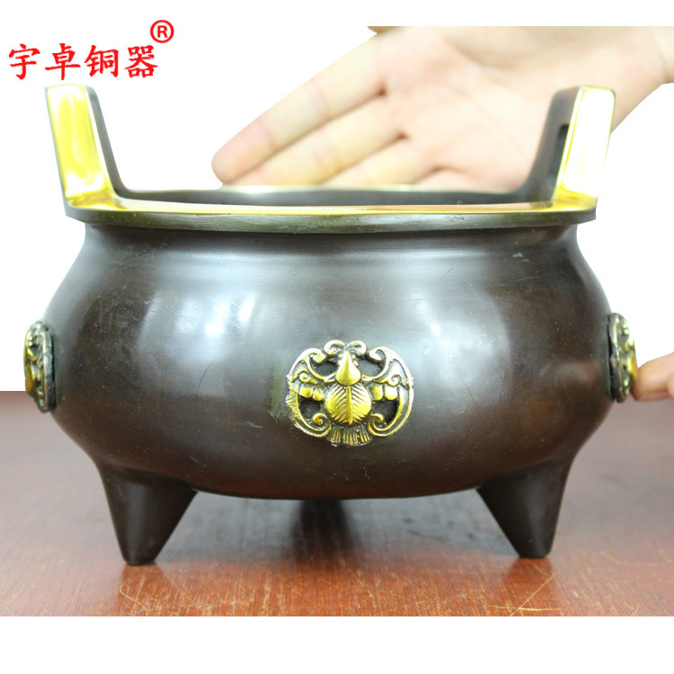 宇卓铜器蝙蝠香炉仿古乾隆御制炉工艺品摆件 纯铜香炉黄铜香炉