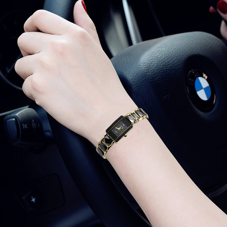 利比时正品钢带女表时尚潮流韩版方形防水白色白领石英手表水钻表