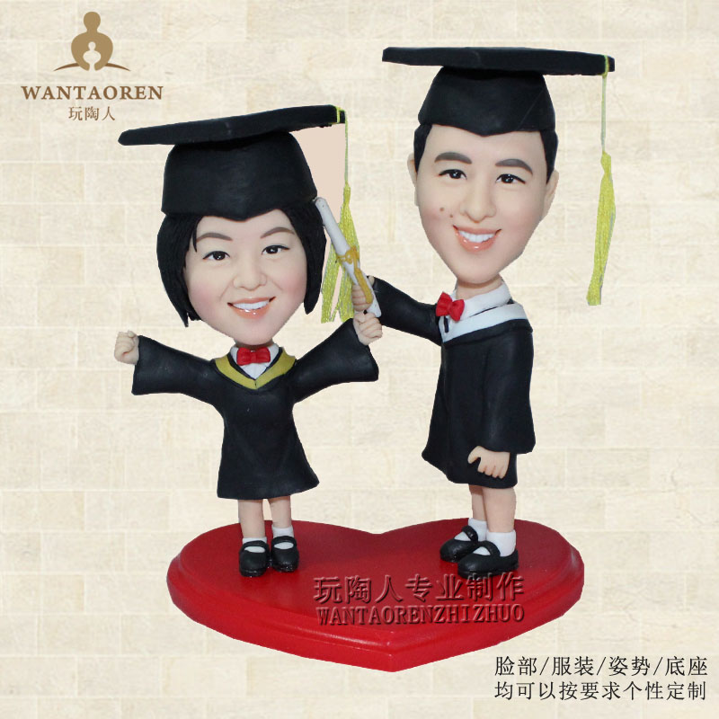 一起毕业造型 diy真人泥人泥塑 陶偶玩偶 小蜡像软陶公仔人偶定制