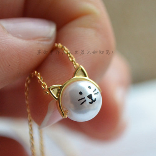 [新品特价进口镀金 招财猫 母贝珠 本命小羊项链]DIY手工(亮金)|msdalam kategori Aksesori/Barang Kemas Fesyen, kalung - dari Buy2taobao.com untuk memberikan perkhidmatan ejen Taobao profesional membeli