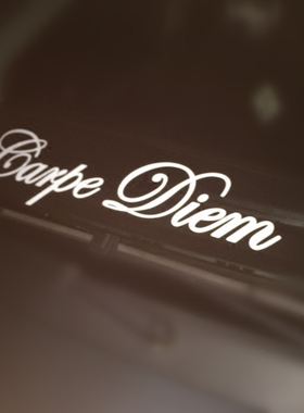 个性 carpe diem及时行乐HellaFlush前后档竖挡贴纸车贴定做包邮