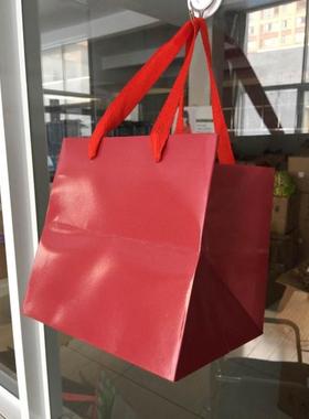 精美酒红色方体纸袋现货礼品袋 手提袋白卡覆膜枣红色包装袋子